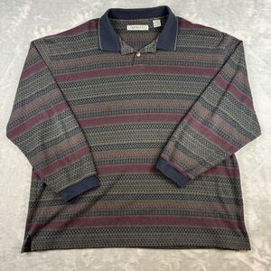 Vintage Imprints Knit Polo Shirt XXL Patterned Long Sleeve 90s Grandpa Style